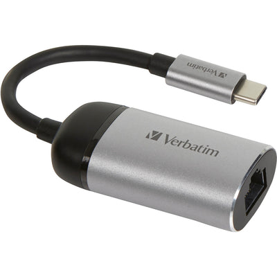 Verbatim usb 3.2 gen 1 adapter, usb-c > rj-45 (zilver zwart, 10cm, gigabit lan 10 100 1000 mbit s)