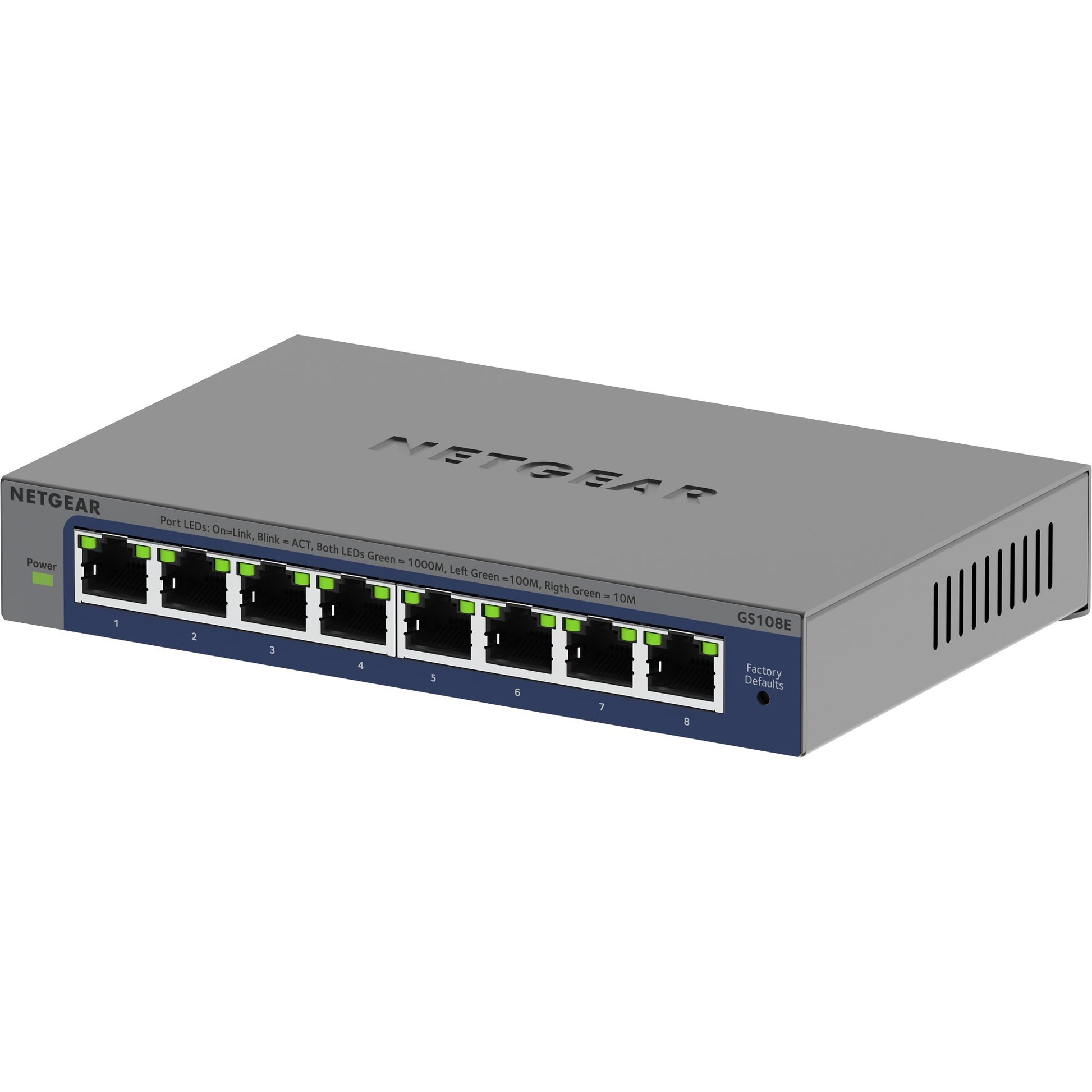Netgear 8-poorts gigabit plus-switch (gs108e-400eus) (grijs, unmanaged)