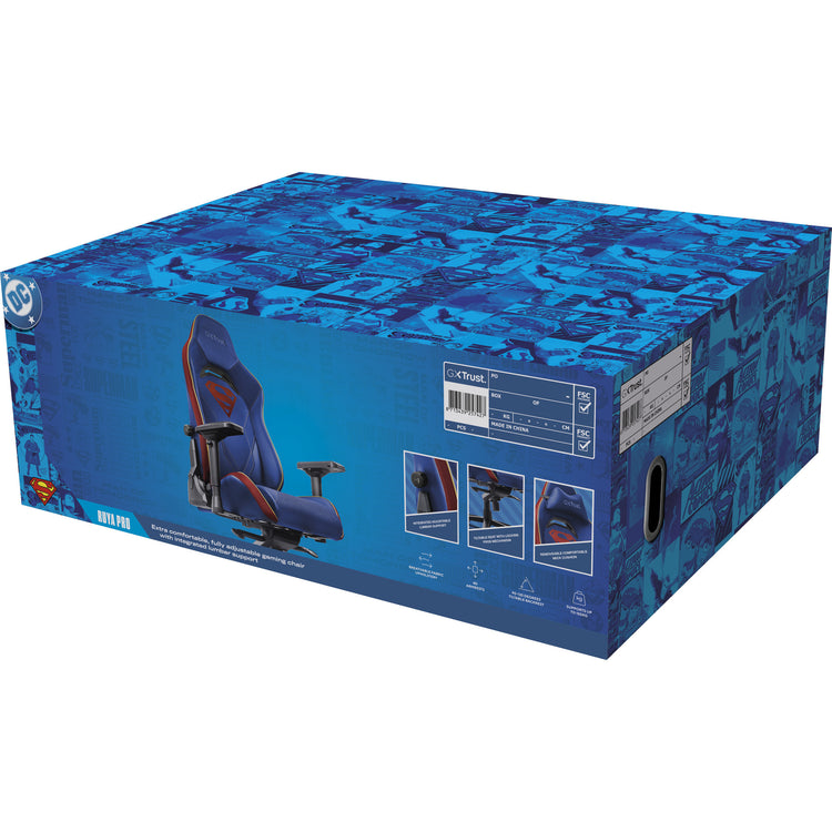 Trust gxt 721sm ruya pro superman gaming stoel (blauw rood)