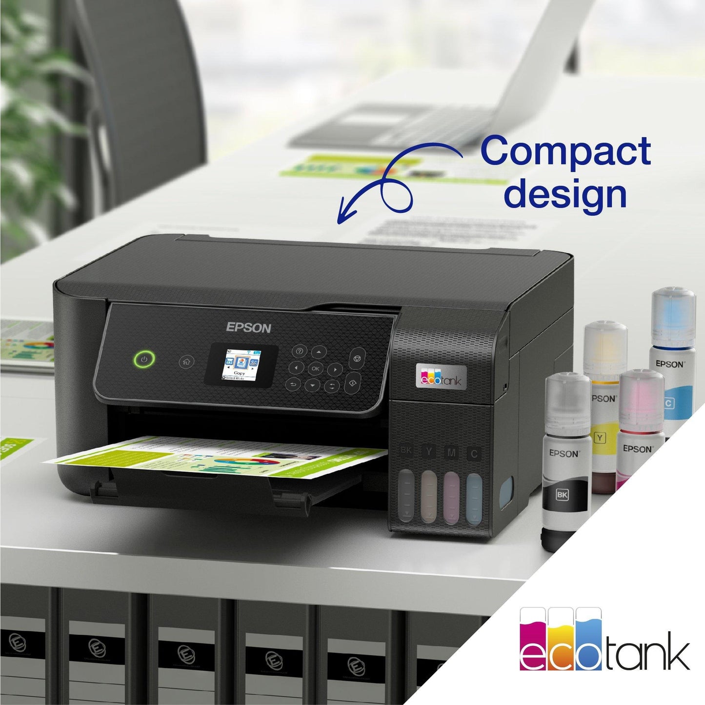 Epson ecotank et-2871 a4 multifunctionele wi-fi-printer met inkttank all-in-one inkjetprinter (zwart, scannen, kopiëren, wi-fi, inclusief tot 3 jaar inkt)