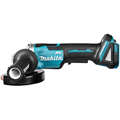 Makita 18 v haakse slijper 125 mm dga505zj (blauw zwart, accu's en lader niet inbegrepen | in mbox | veiligheidsschakelaar)