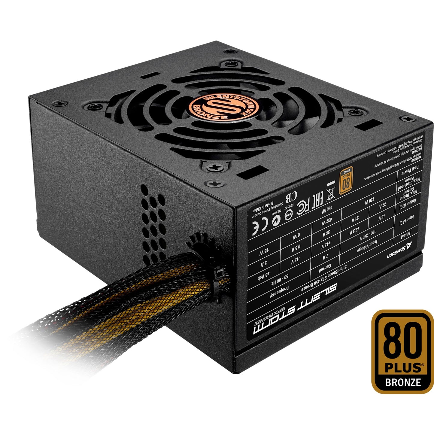Sharkoon silentstorm sfx 450 bronze 450 watt voeding (zwart, 1x pcie)