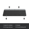 Logitech mk470 slim draadloze desktopset (zwart, us-international lay-out (qwerty), scissor switches, 100%, 1000 dpi)