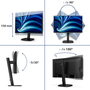 Philips 24b2u3601 00 23.8 monitor (zwart, hdmi, displayport, usb-c, lan, audio, 120 hz) - afbeelding 10