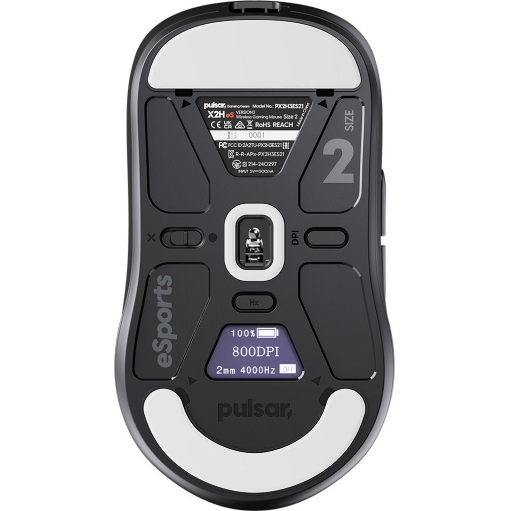 Pulsar x2h v3 es medium wireless gaming mouse (zwart, 32000 dpi, 8k)