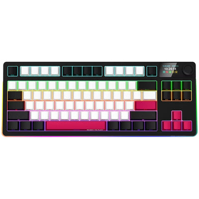 Lorgar kbp70tklw, gaming toetsenbord (zwart, us lay-out, logar toxic purple, tkl, rgb, hot-swappable, pbt double-shot, bluetooth 2.4ghz usb)