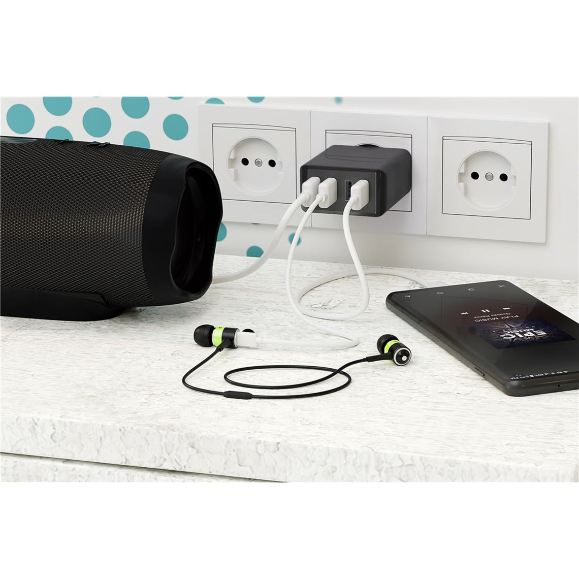 Goobay 4-way usb charger (30 w) (zwart)