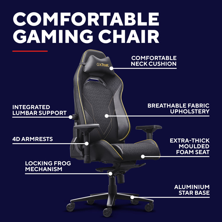 Trust gxt 721bm ruya pro batman gaming stoel (zwart geel)