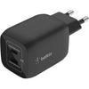 Belkin boostcharge pro 2-poorts usb-c gan-wandlader met pps (65 w) (zwart)