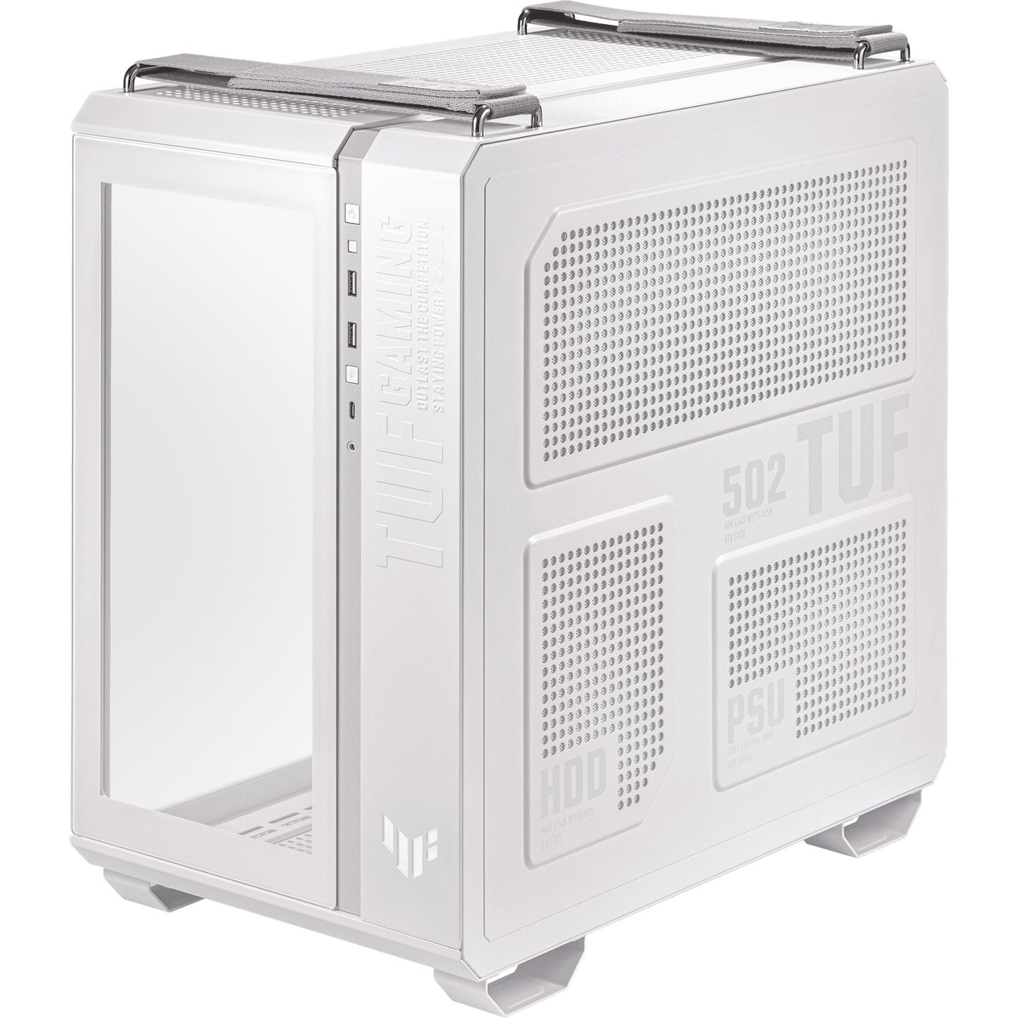 Asus tuf gaming gt502 plus midi tower behuizing (wit | 2x usb-a | 1x usb-c | tempered glass)