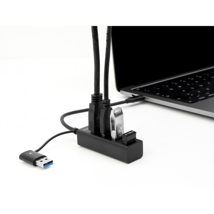 Delock 4-poorts usb 3.2 gen 1 hub met usb type-c of usb type-a aansluiting usb-hub (zwart)