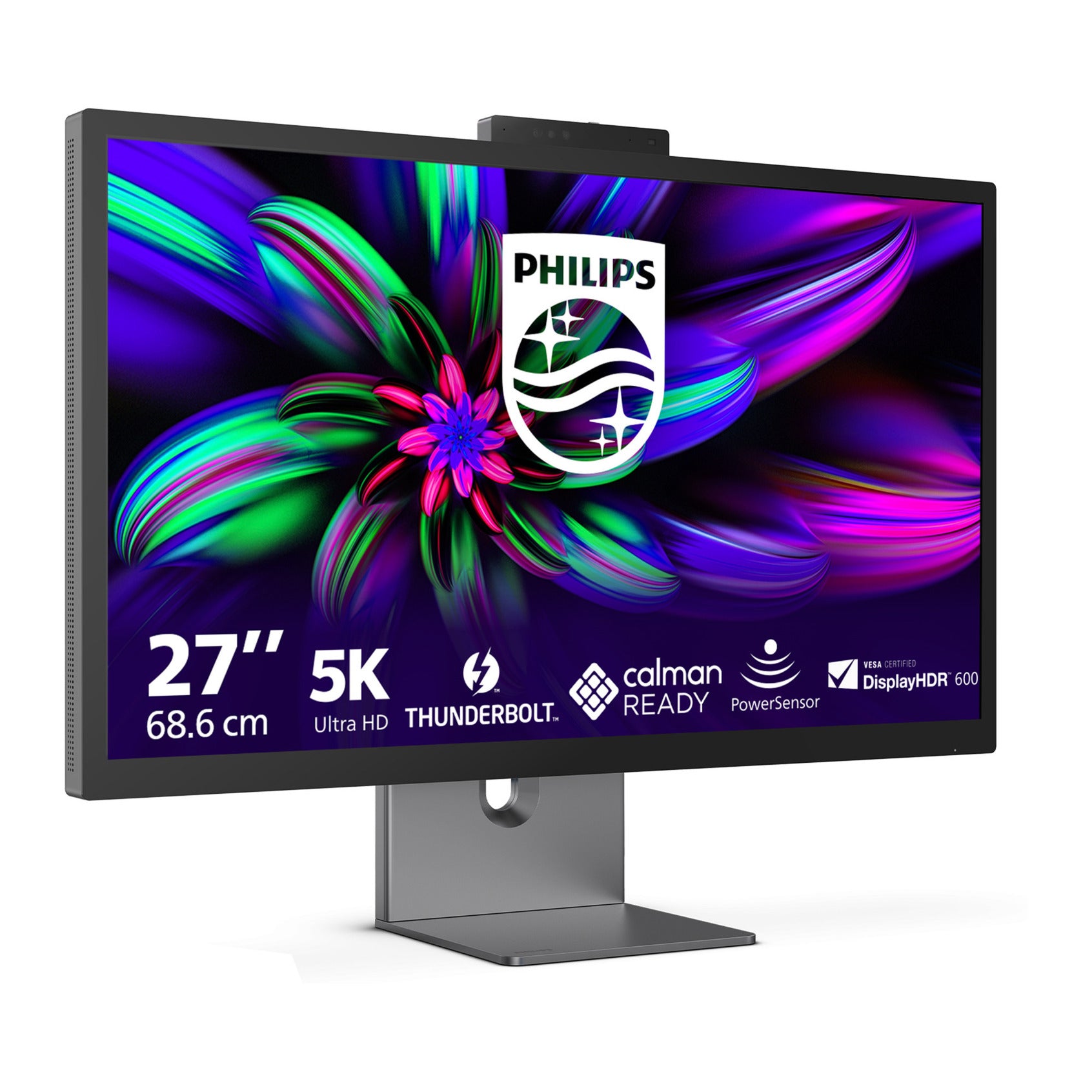 Philips brilliance 27e3u7903 27 5k uhd monitor (grijs, hdmi, thunderbolt 4, usb, lan, webcam)