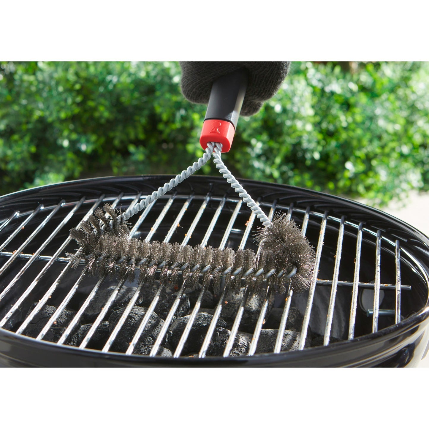 Weber driezijdige reinigingsborstel grillreinigingsborstel (zwart rood, 30 cm)