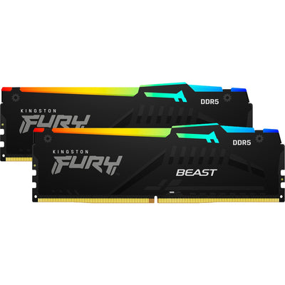 Kingston fury beast rgb 16 gb ddr5-5600 (2x 8 gb) werkgeheugen (zwart, kf556c40bbak2-16, xmp 3.0)