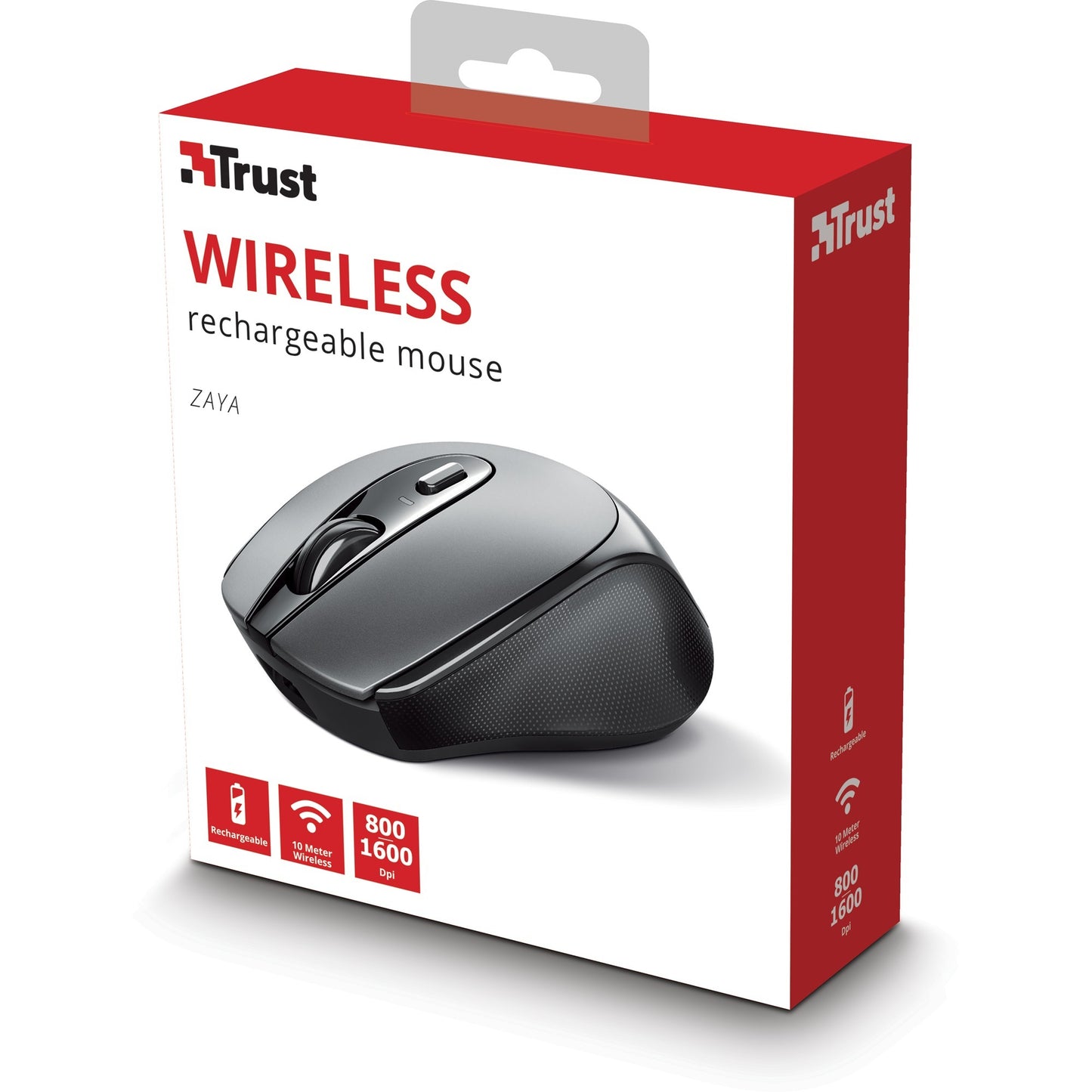 Trust zaya draadloze oplaadbare muis (zwart, 800 - 1600 dpi)