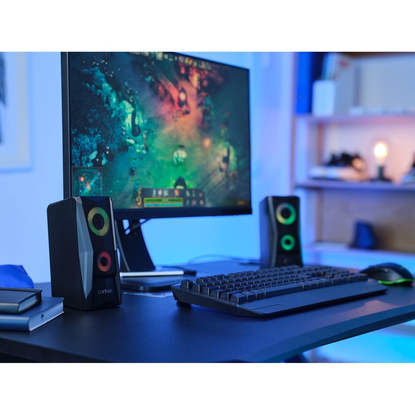 Trust gxt 606 javv rgb verlichte 2.0 speakerset pc-luidspreker (zwart)