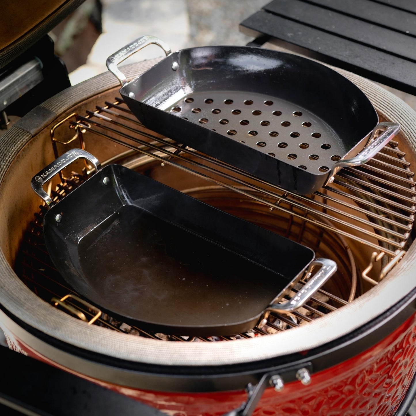Kamado joe karbon steel half moon pan set bak- braadpan