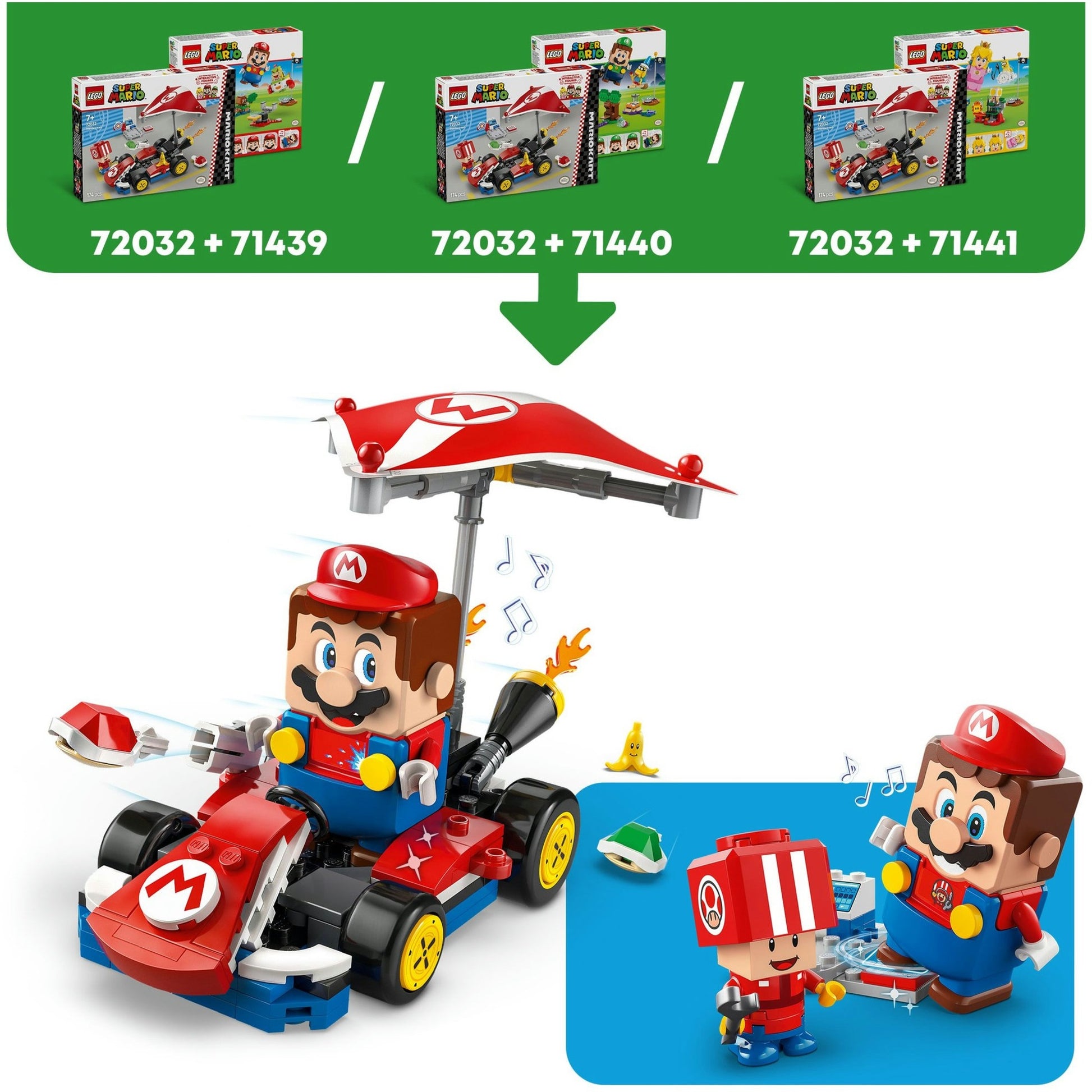 Lego super mario - mario kart - standaardkart constructiespeelgoed (72032)