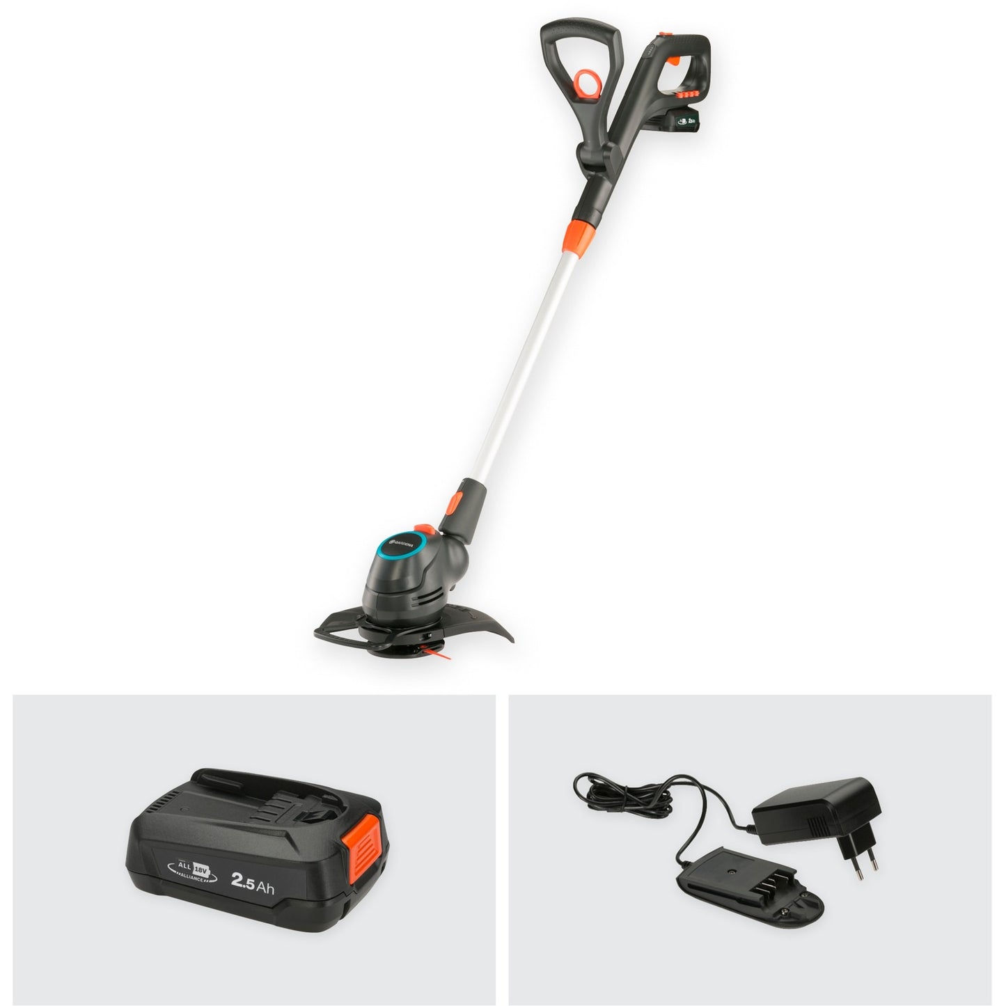 Gardena comfortcut 23 18v p4a set grastrimmer (grijs oranje, 14701-20, accu inbegrepen)