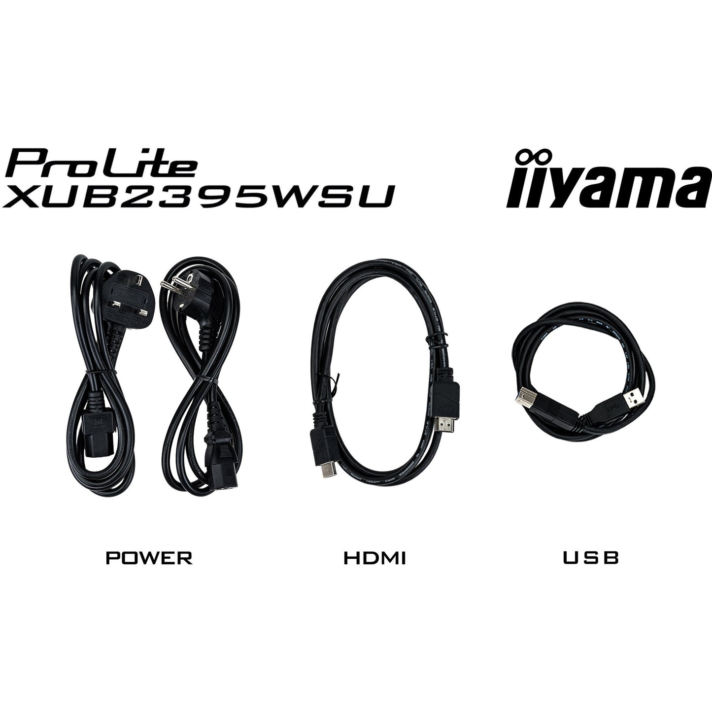 Iiyama prolite xub2395wsu-b5 22.5 monitor (zwart, hdmi, displayport, vga, 2x usb-a, usb-b)