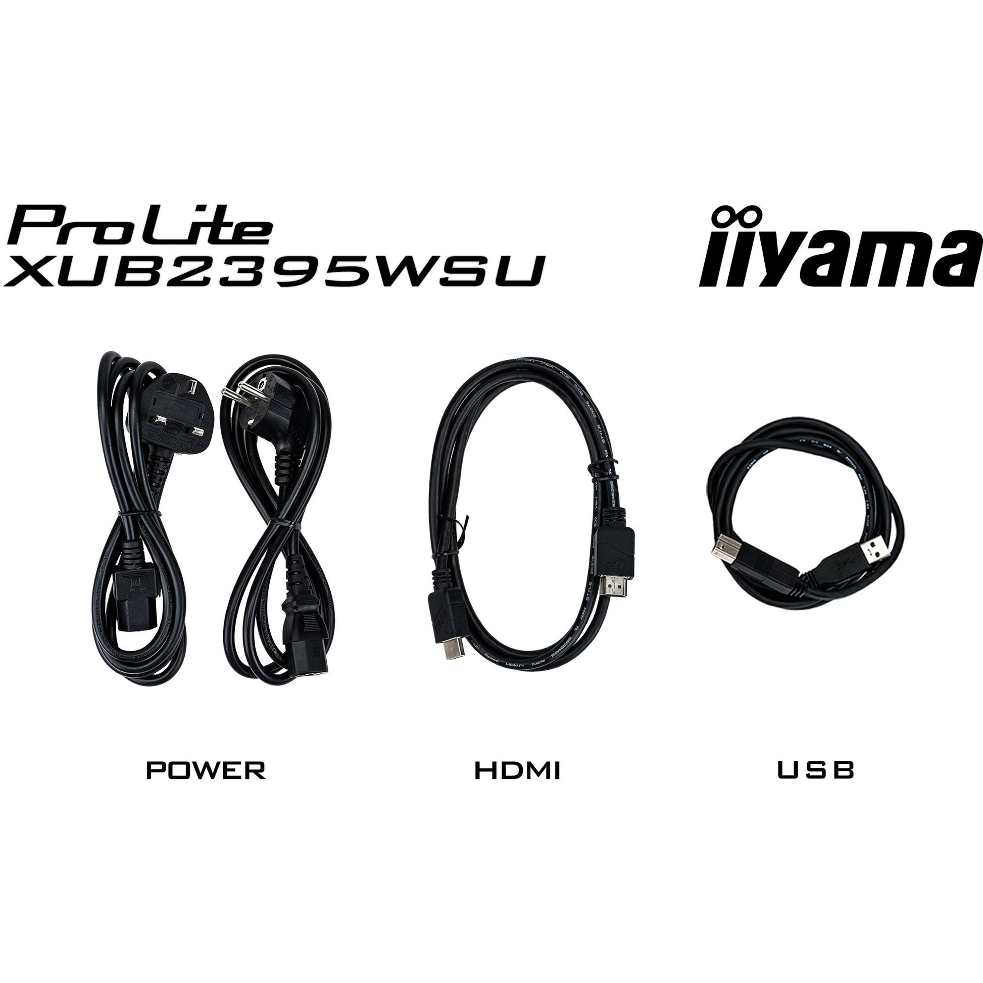 Iiyama prolite xub2395wsu-b5 22.5 monitor (zwart, hdmi, displayport, vga, 2x usb-a, usb-b)
