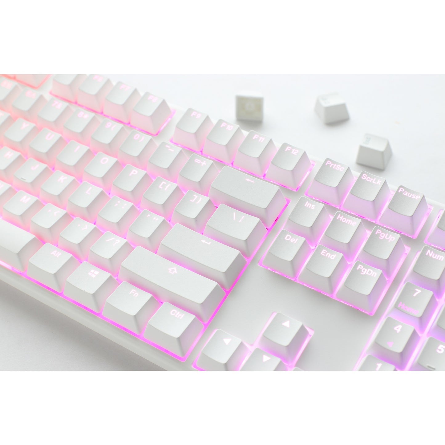 Ducky one 3 classic pure white rgb mechanisch toetsenbord (wit, us lay-out (qwerty), cherry mx silent red, 100%, rgb led, double-shot pbt, hot-swappable, quack mechanics)