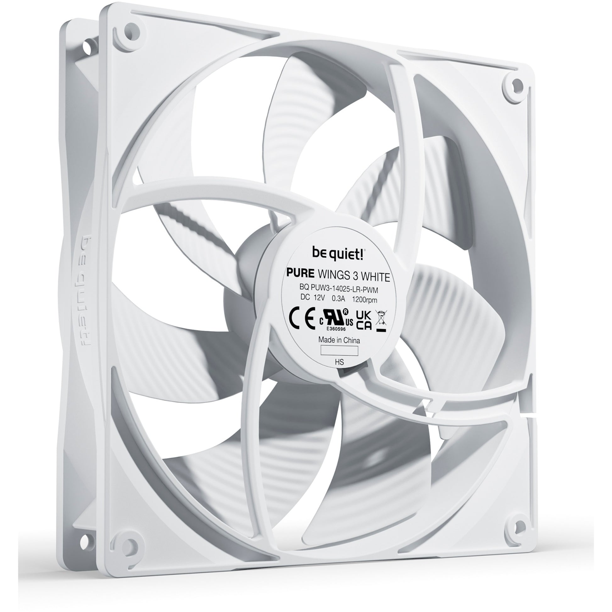 Be quiet! pure wings 3 pwm case fan (wit, 140 x 140 x 25 mm)
