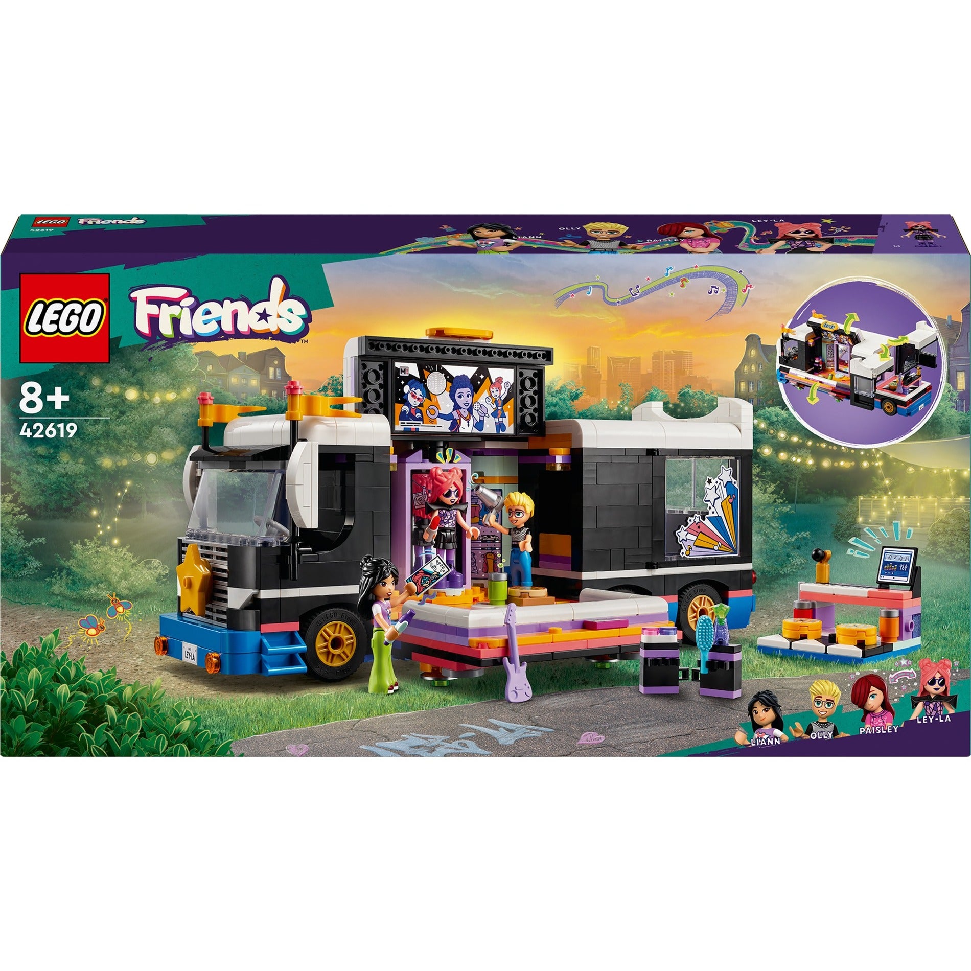 Lego friends - toerbus van popster constructiespeelgoed (42619)