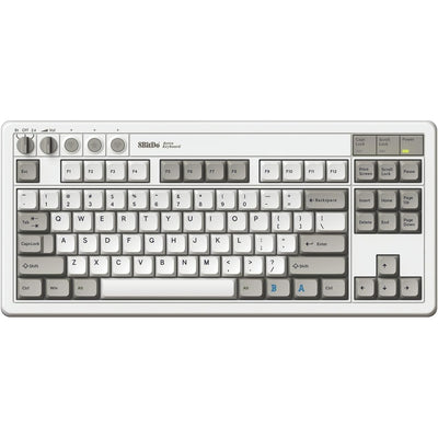 8bitdo retro mechanical keyboard m edition (grijs, us lay-out (qwerty), kailh box white, 80% (tkl), bluetooth low energy, wireless 2.4g, usb)