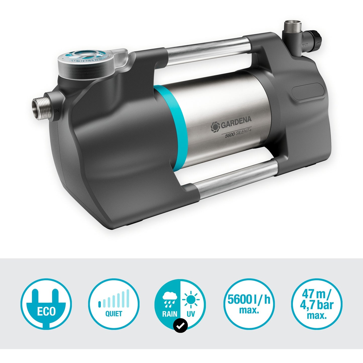 Gardena besproeiingspomp 5600 silent+ (zwart zilver)