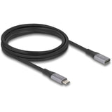 Delock usb-c verlengkabel 40 gbps, pd 3.1, 240 w, 2 meter (zwart grijs) - afbeelding 2