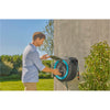 Gardena 35 m wand-slangenbox powerroll xl slanghaspel (grijs turquoise, 35 meter, accu en oplader inbegrepen, power for all alliance)