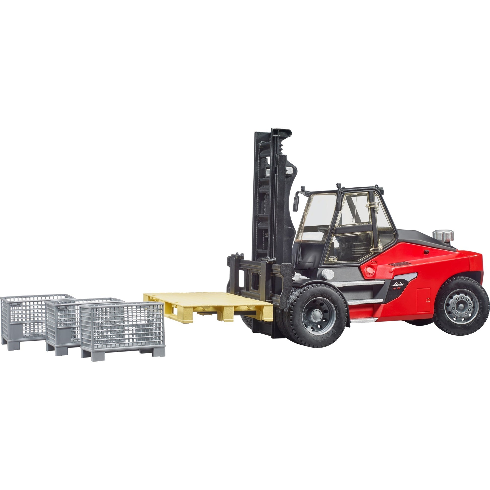 Bruder linde ht160s heftruck met pallet en 3 palletkooien modelvoertuig (02513)