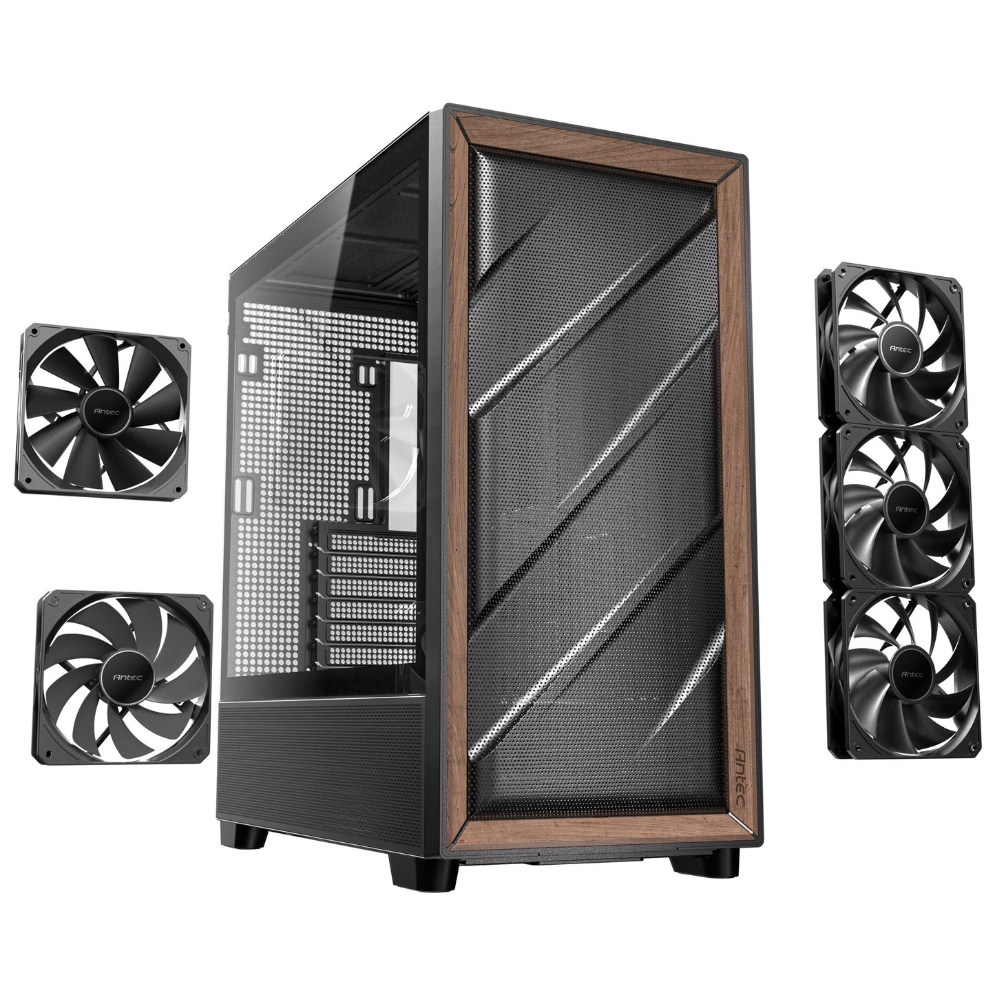 Antec flux midi tower behuizing (zwart | 2x usb-a | 1x usb-c | tempered glass)