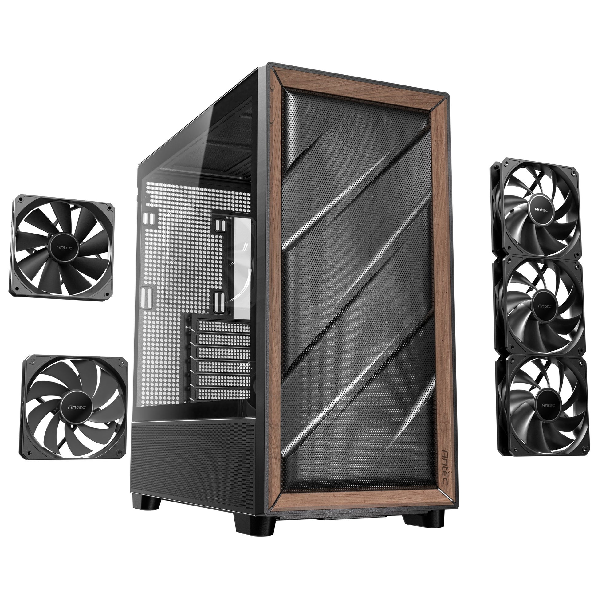 Antec flux midi tower behuizing (zwart | 2x usb-a | 1x usb-c | tempered glass)