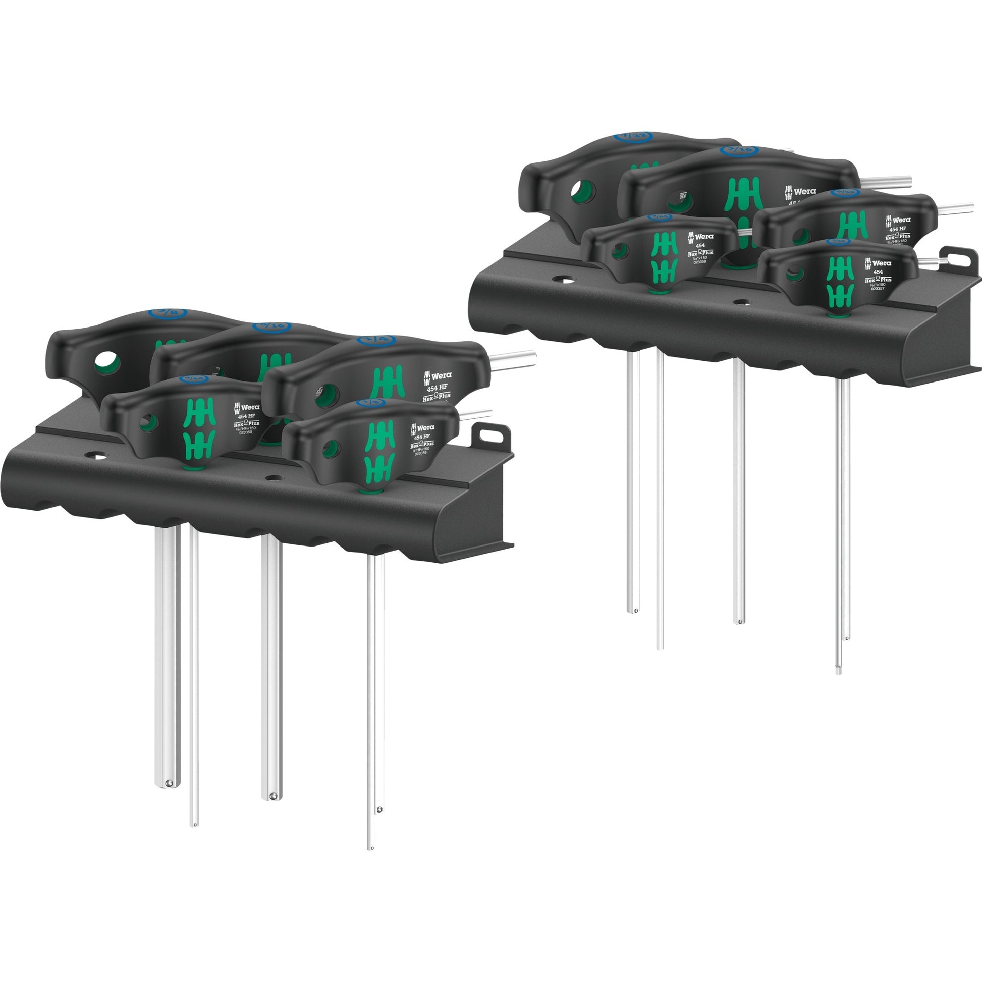 Wera 454 10 hf set imperial 1 stiftsleutelset t-greep hex-plus (zwart groen, met vasthoudfunctie, duims, 10-delig)