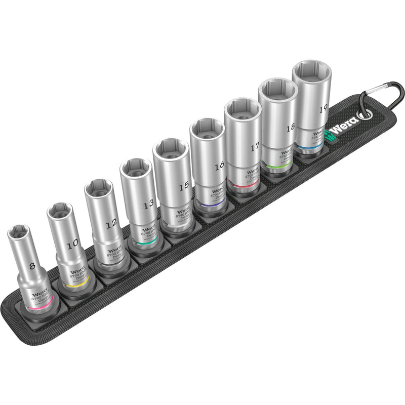 Wera belt b deep 1 doppen set, met 3 8 -aandrijving, 9‑delig dopsleutel (zwart)