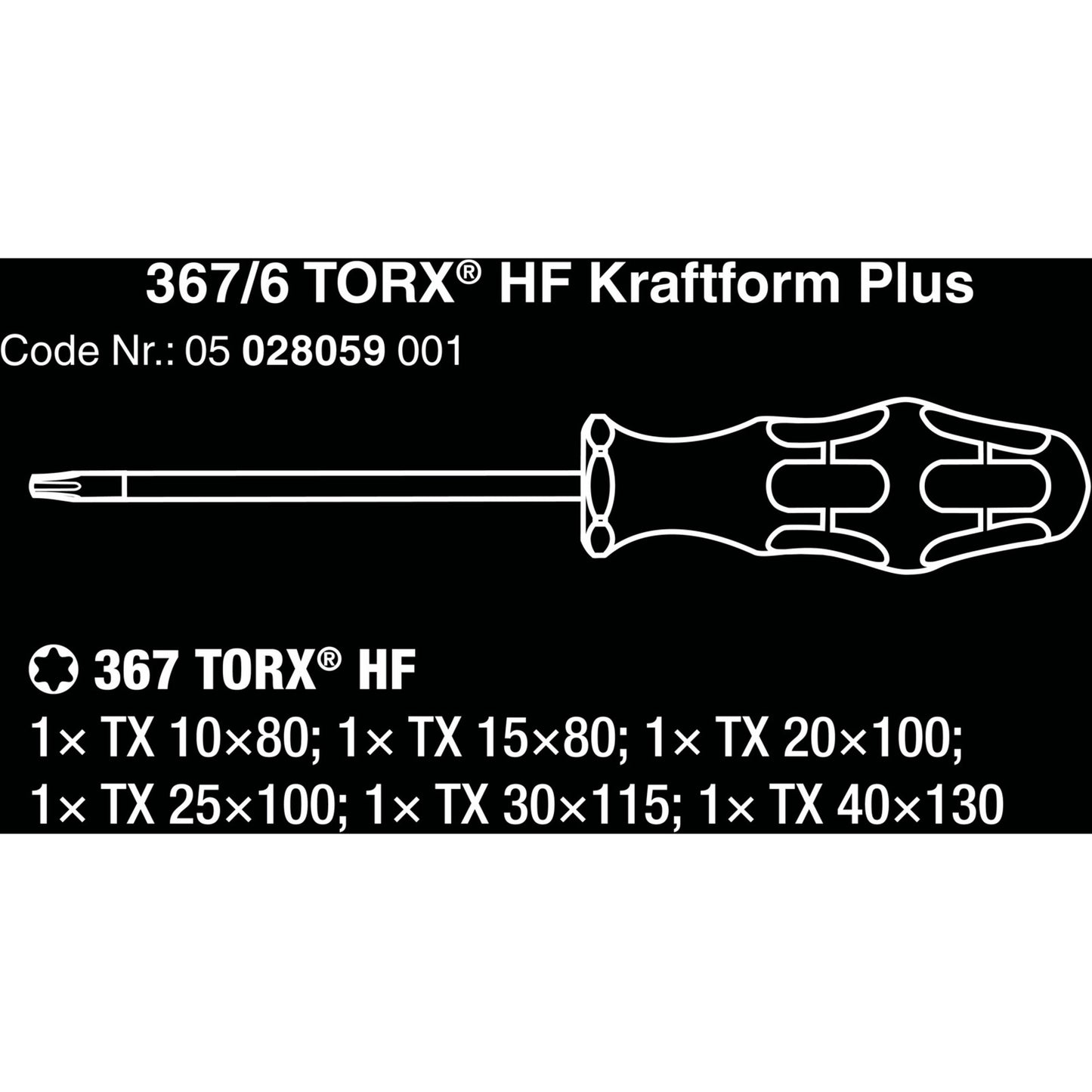 Wera 367 6 torx hf-schroevendraaierset kraftform plus + rek (zwart groen, 6‑delig)