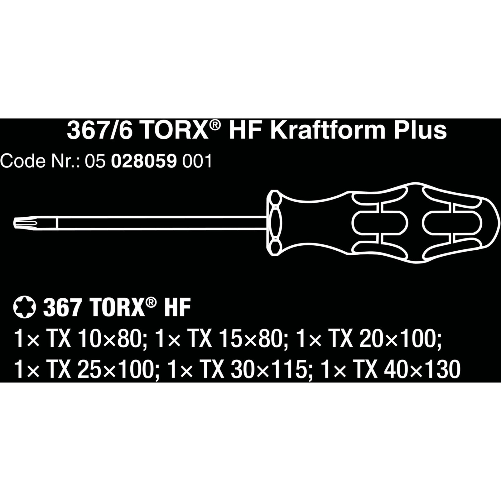 Wera 367 6 torx hf-schroevendraaierset kraftform plus + rek (zwart groen, 6‑delig)