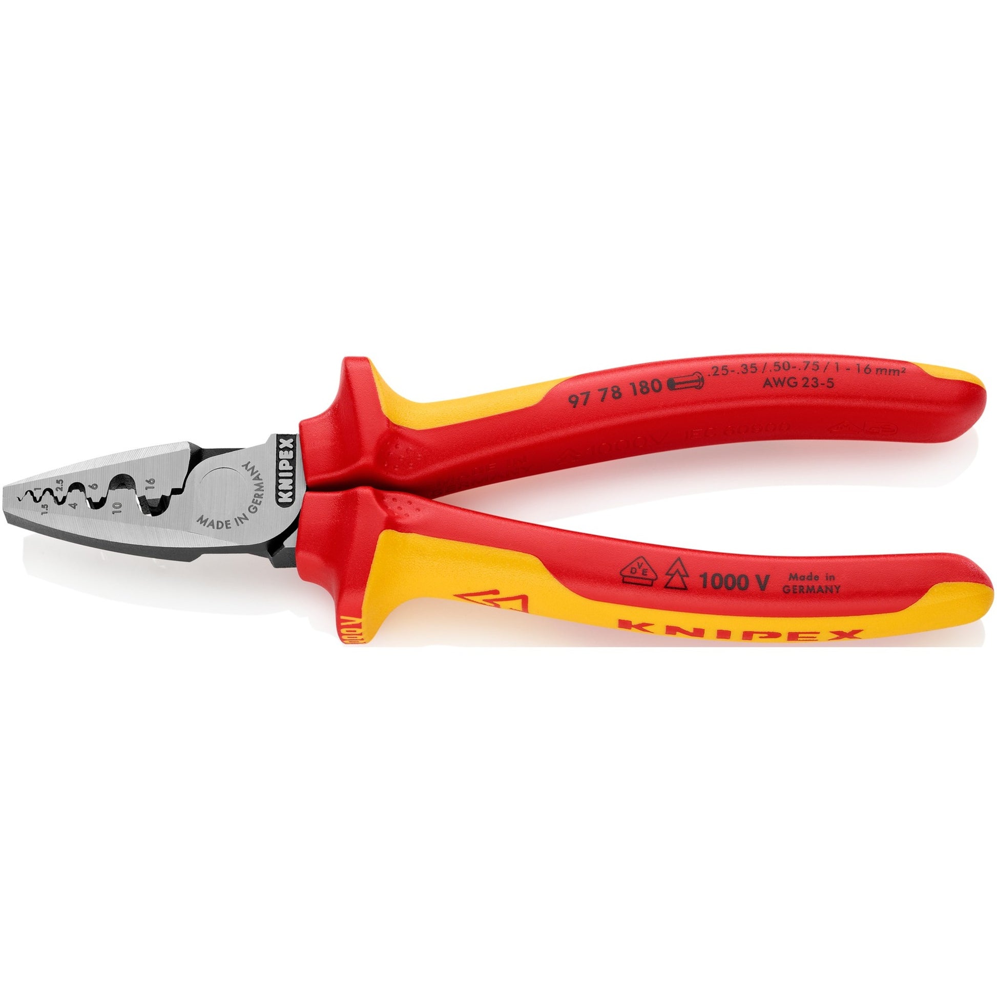 Knipex adereindhulstang 0,25-16,0 mm vde - 97 78 180 - 9778180