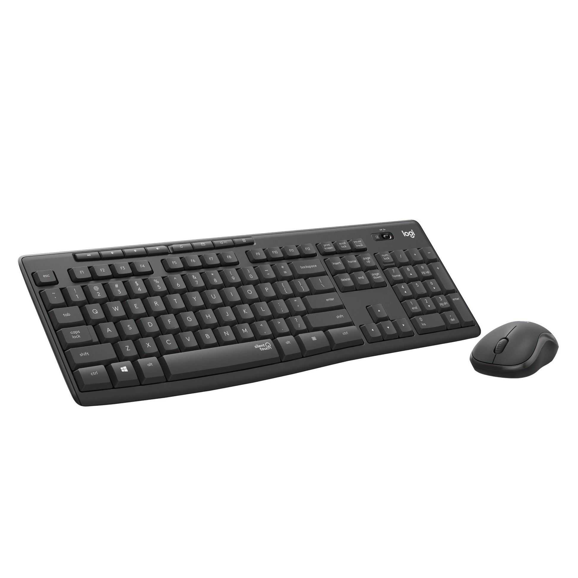 Logitech mk295 silent wireless keyboard and mouse combo desktopset (zwart, us-international lay-out (qwerty), 100%)