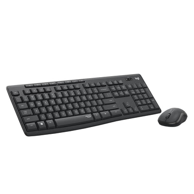 Logitech mk295 silent wireless keyboard and mouse combo desktopset (zwart, us-international lay-out (qwerty), 100%)