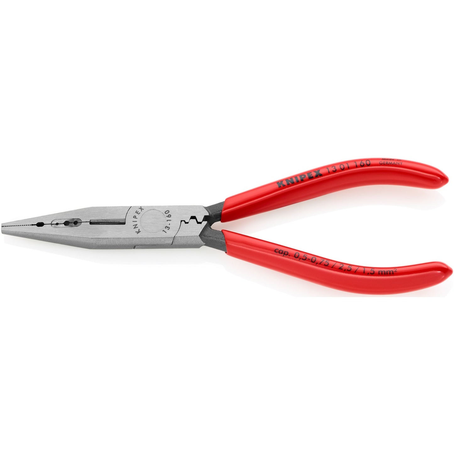 Knipex bedradingstang 13 01 160 (rood, lengte 160mm, krimpen 0,5 tot 2,5mm²)