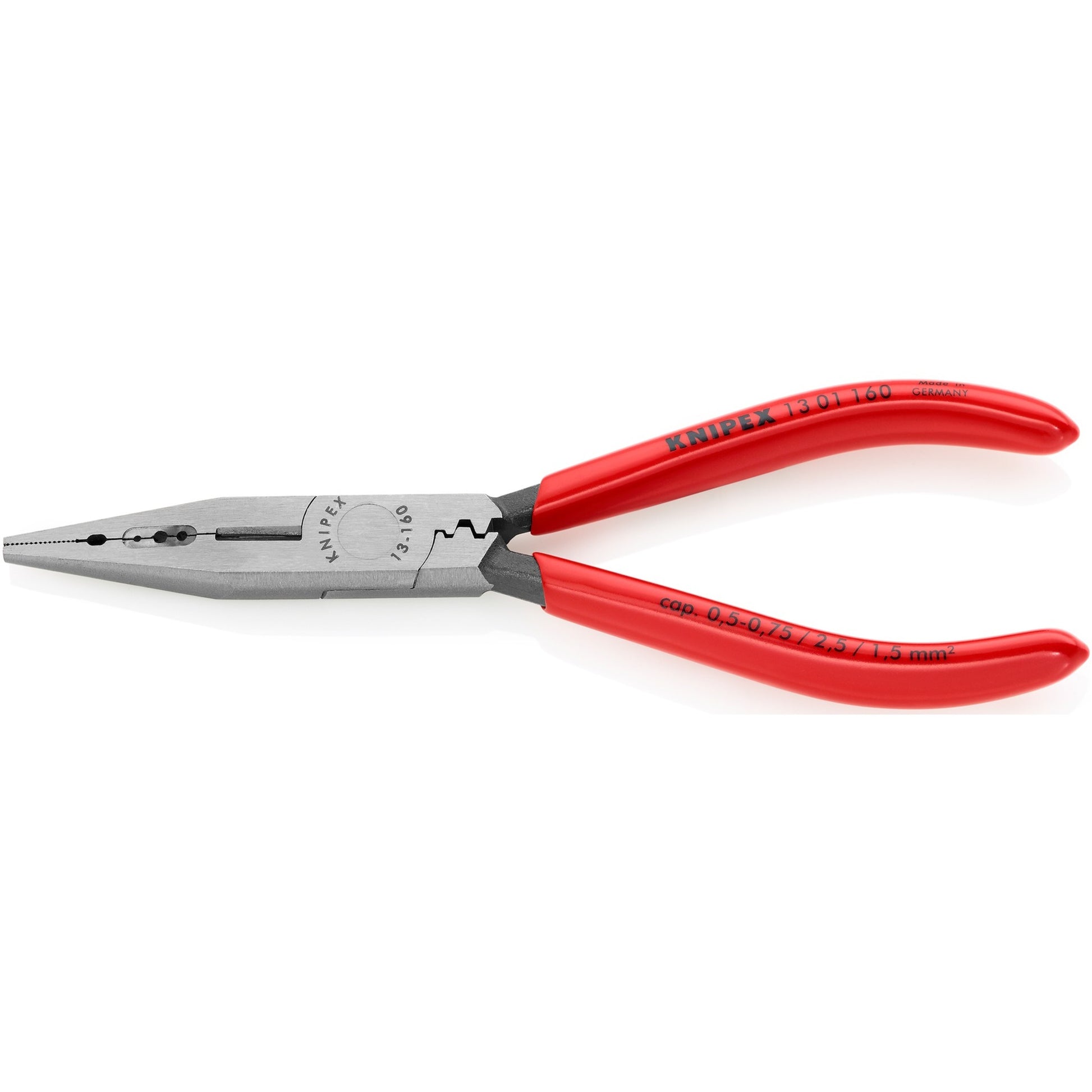 Knipex bedradingstang 13 01 160 (rood, lengte 160mm, krimpen 0,5 tot 2,5mm²)