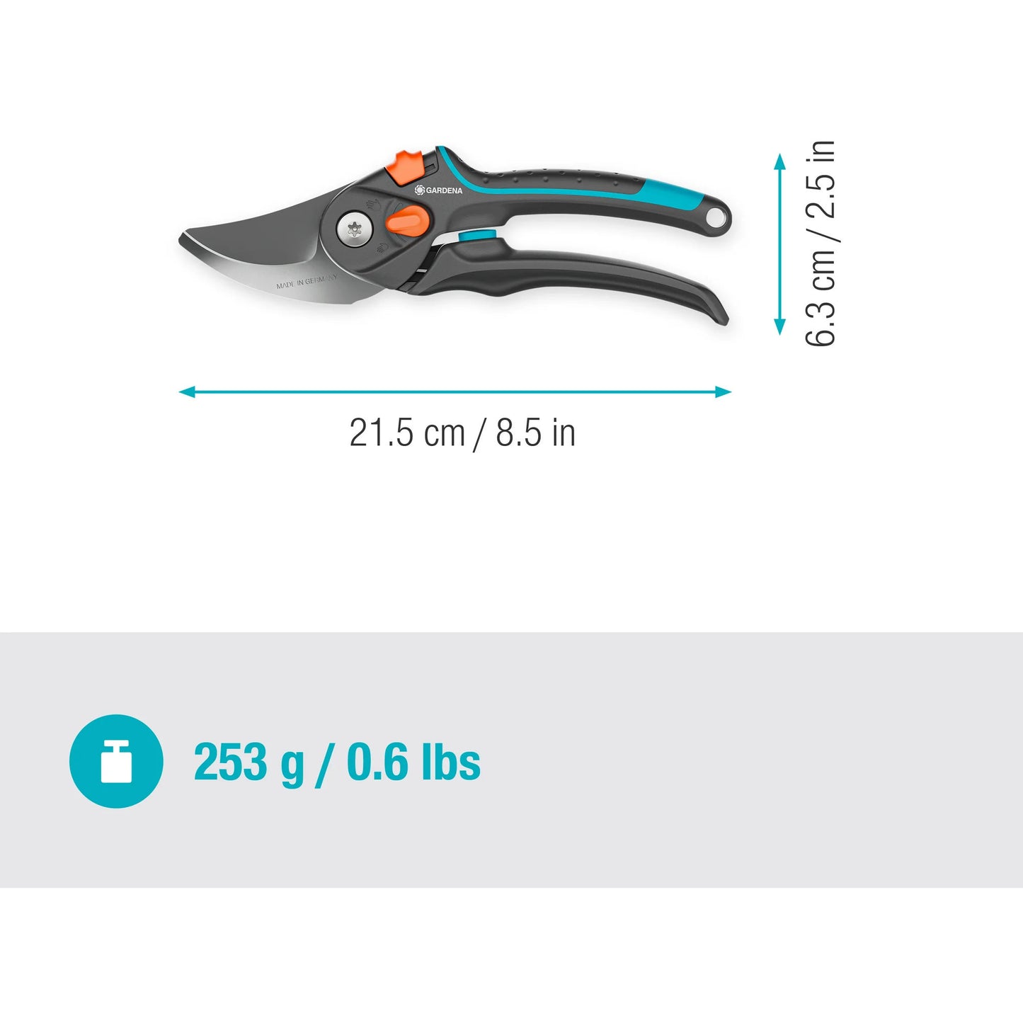 Gardena snoeischaar premiumcut pro flex (grijs turquoise)