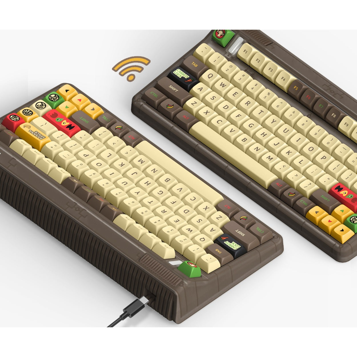 Iqunix og80 happy ape wireless mechanical keyboard (zwart, us lay-out (qwerty), iqunix moonstone turbo, 80% (tkl), rgb leds, hot-swappable, pbt, 2.4ghz | bluetooth 5.1 | usb-c)