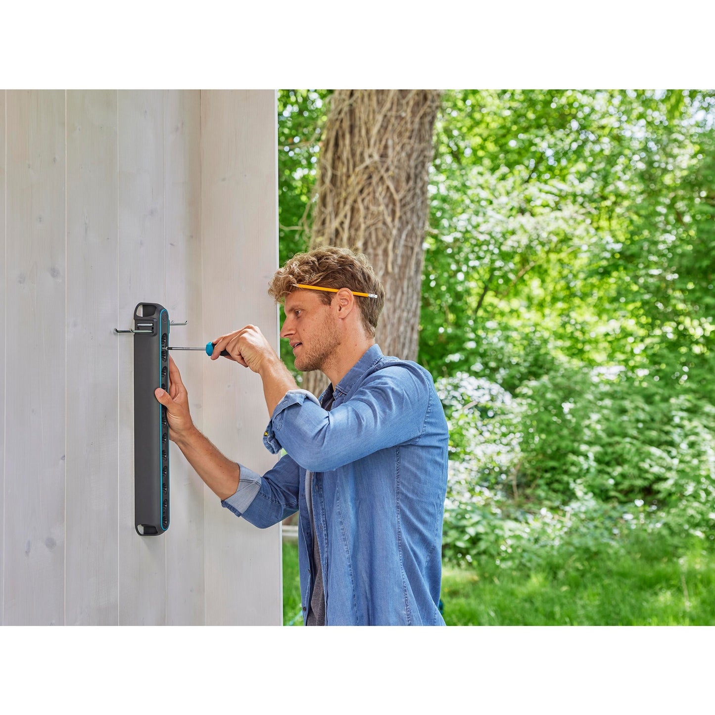 Gardena combisystem gereedschapsrek flex houder (donkergrijs turquoise)