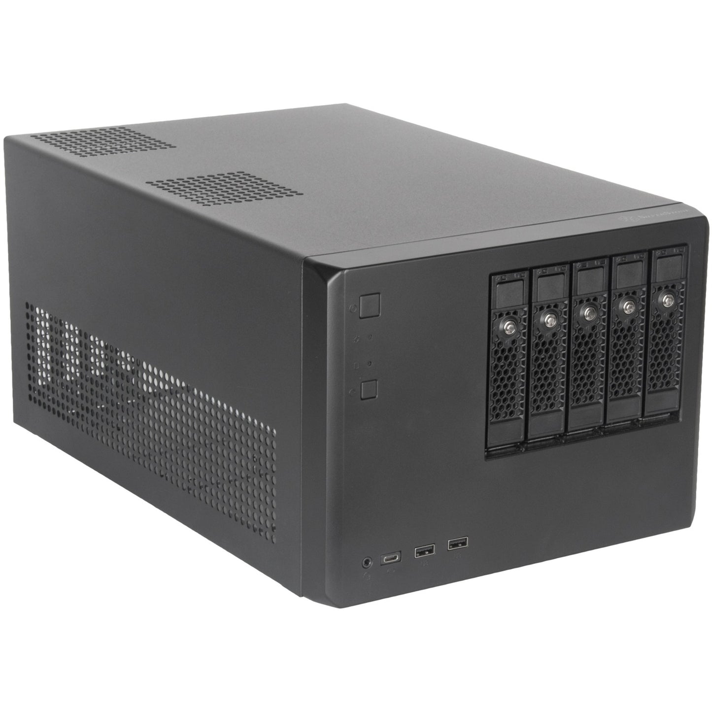 Silverstone sst-cs351 mini tower behuizing (zwart | 2x usb-a | 1x usb-c)