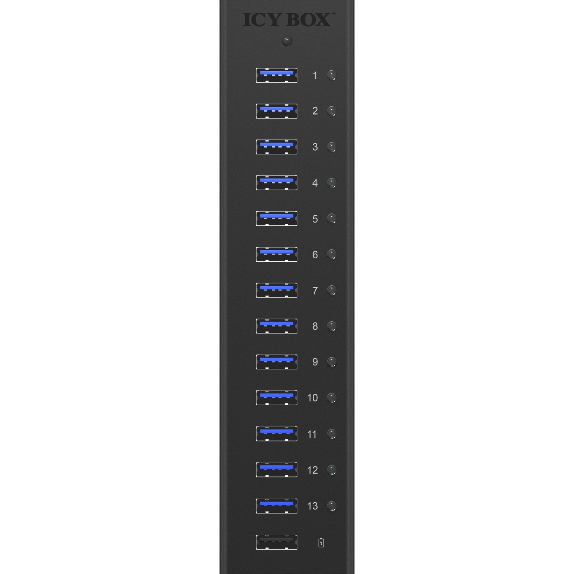 Icy box ib-ac6113 usb-hub (zwart, 13x usb 3.0, 1x usb oplaadpoort)