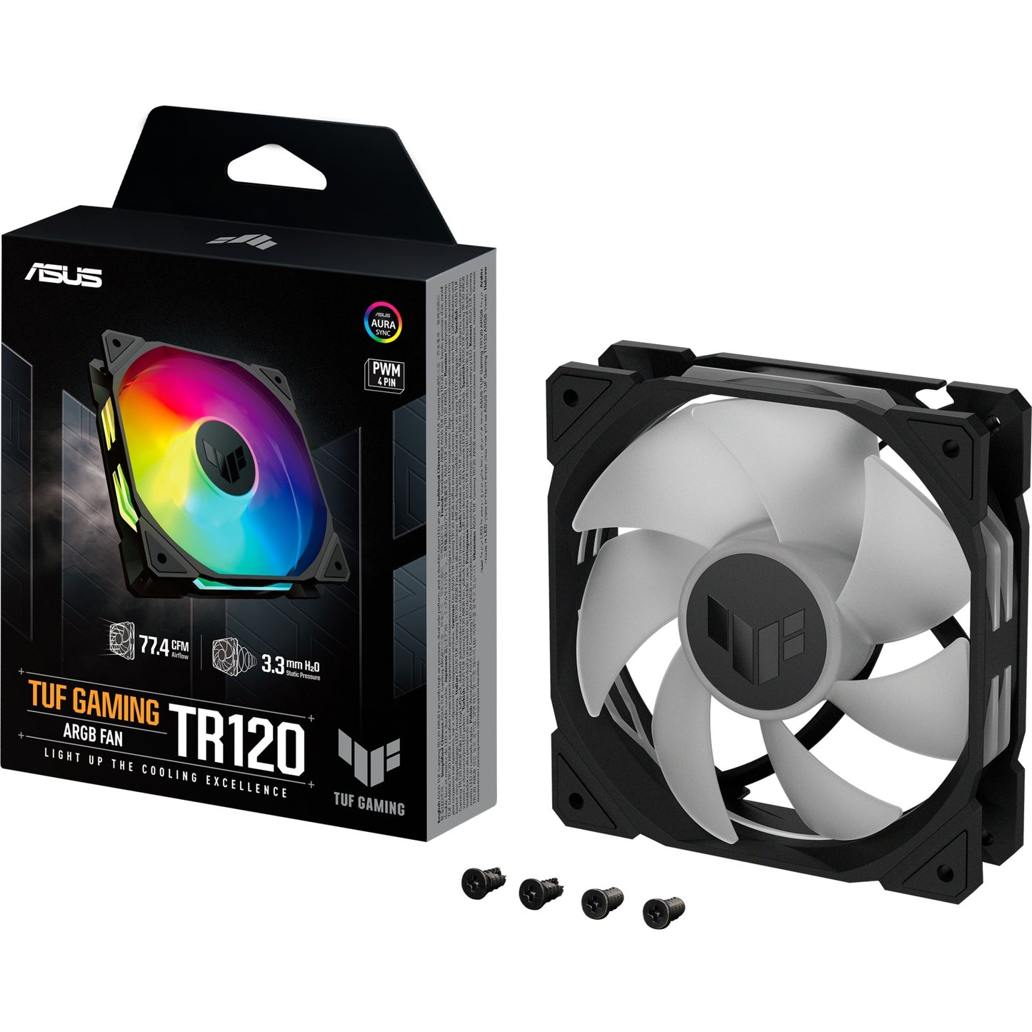 Asus tuf gaming tr120 argb case fan (zwart, 120 x 120 x 28 mm)